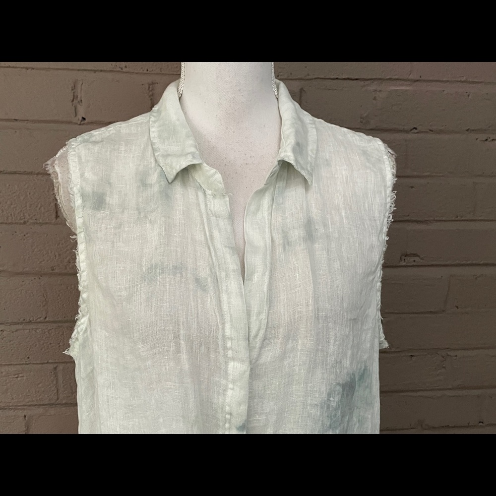 Bella Dahl Sleeveless tie waist linen top L - Picture 2 of 12